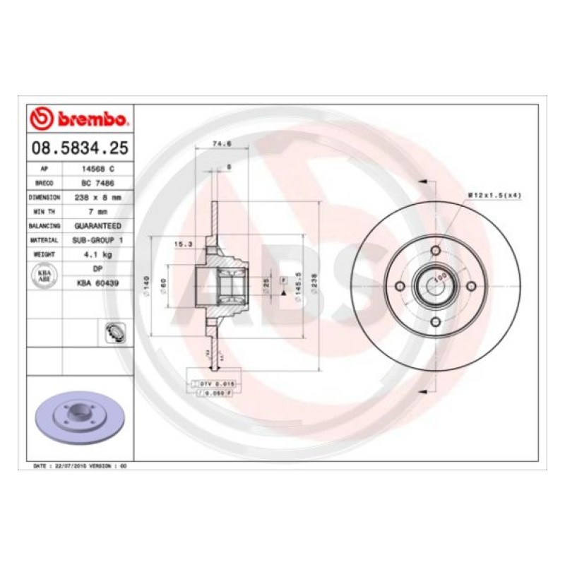 Remschijven Achteras Brembo Premium