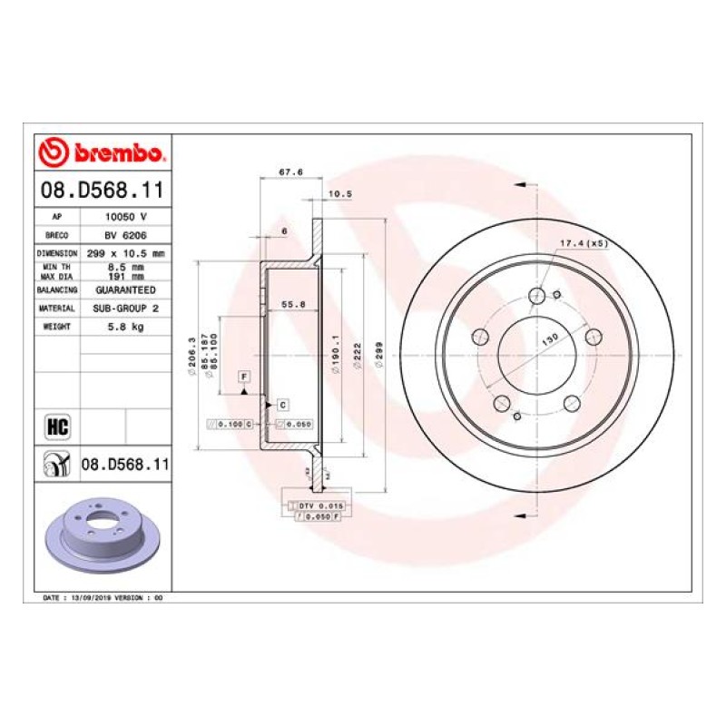 Remschijven Achteras Brembo Premium